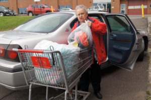 Sister Pauline Micke collects donated clothes and hygiene items and brings them to Damiano Center. We also donate food to the Community Soup Kitchen.