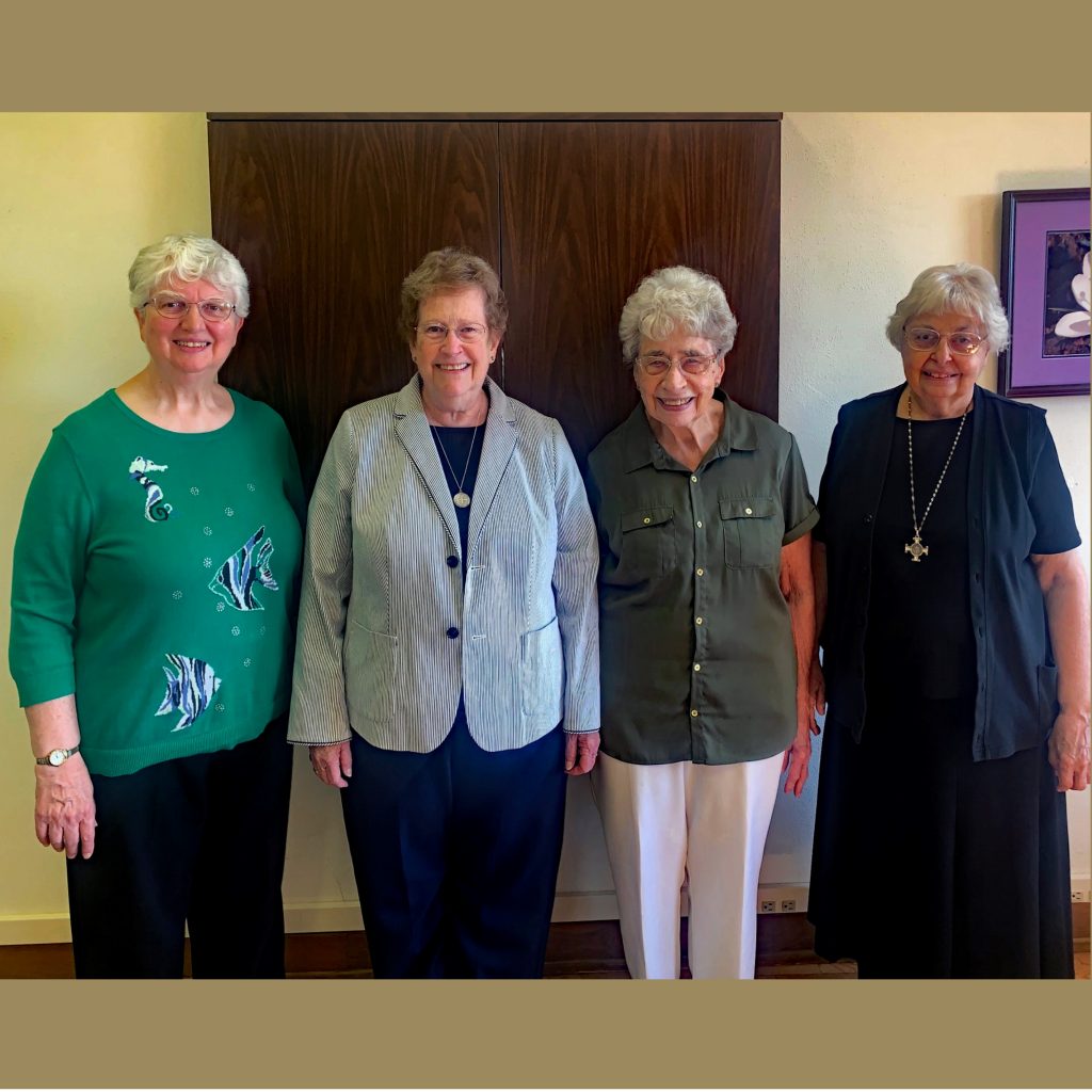 The Administrative team includes (left to right) Sister Beverly Raway, Prioress; Sister Danile Lynch, Treasurer; Sister Beverly Horn, Sub-prioress; and Sister Claudia Cherro, Administrative Assistant. Not pictured is Sister Helen Giesen, Monastery Coordinator.